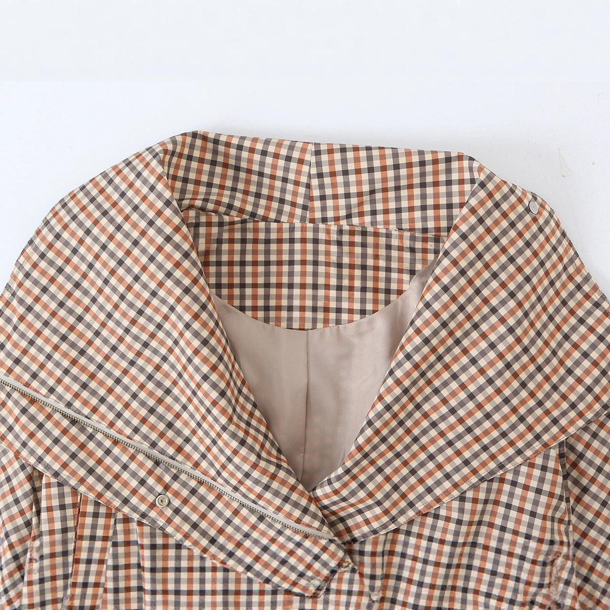 Lumen Plaid Drawstring Trench Coat, view 3