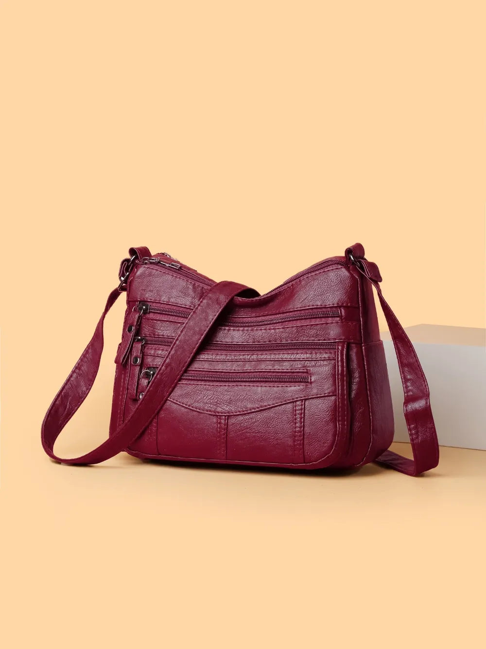 Carry Multi-Pocket Crossbody Bag in Burgundy