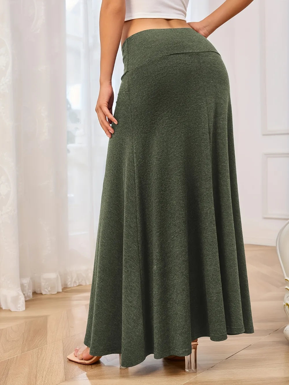 Sway Elastic-Waist Maxi Skirt, view 8