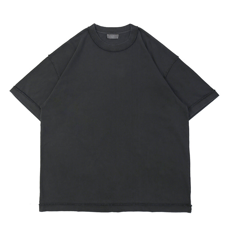 Heavyweight vintage-wash tee in grey