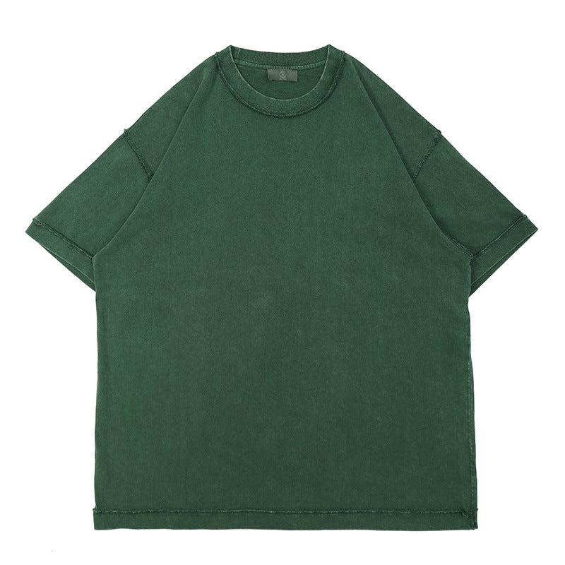 Heavyweight vintage-wash tee in green