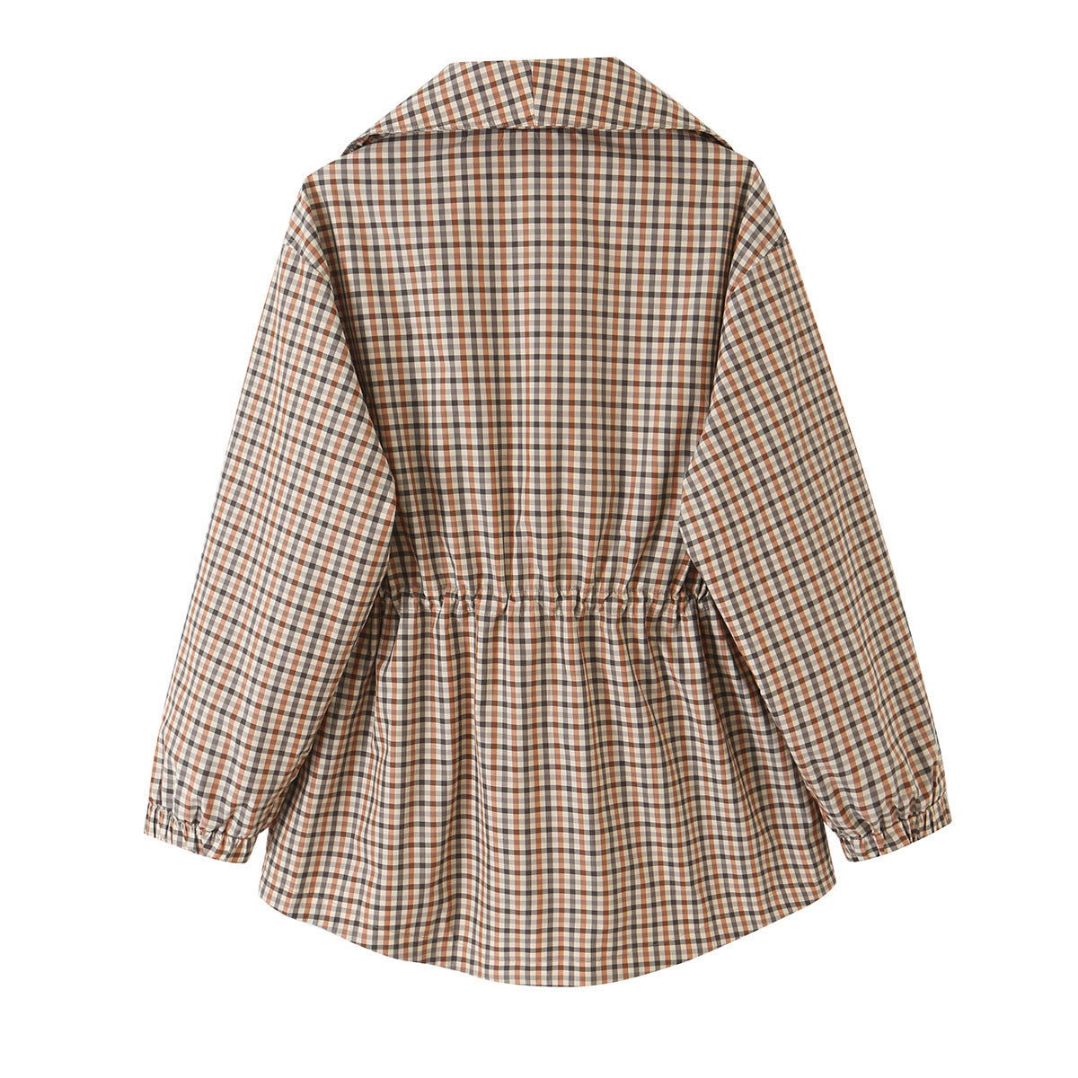 Lumen Plaid Drawstring Trench Coat, view 2