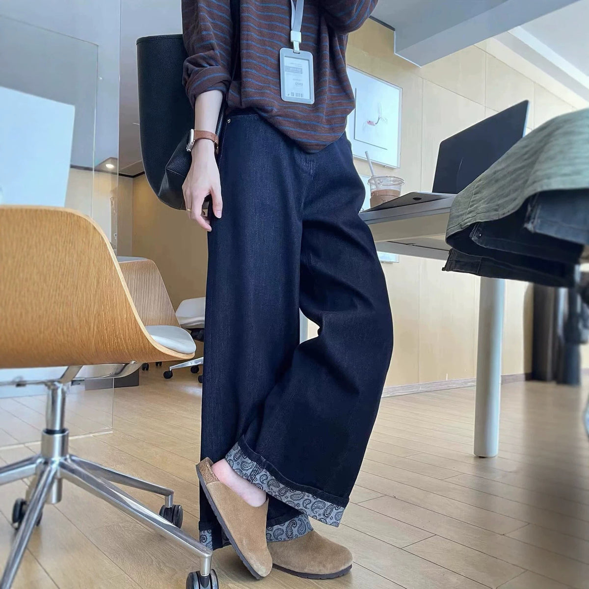 Indigo Deep-Blue Straight Jeans, view 5