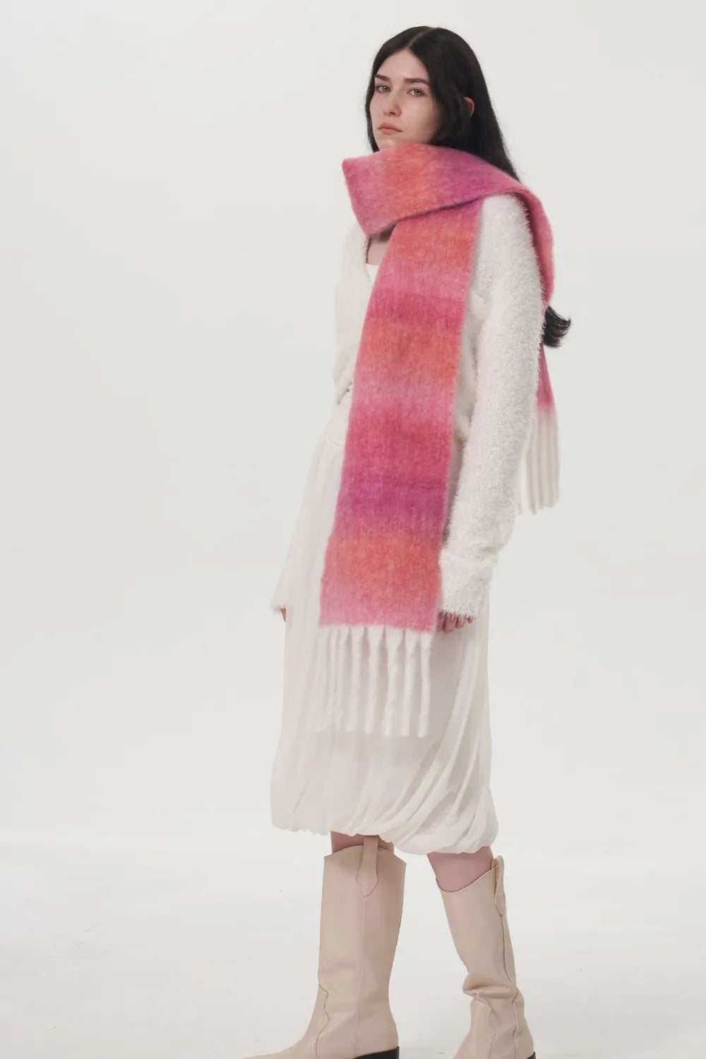 Ember Gradient Fringe Scarf, view 4