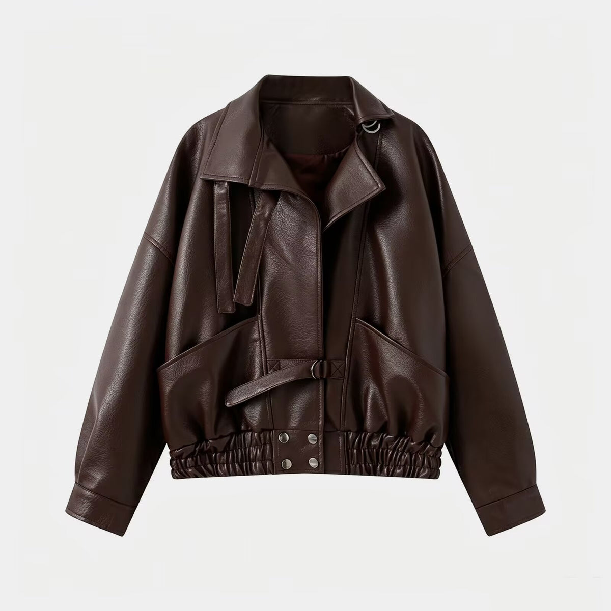 Halo Belted Faux-Leather Moto Jacket, view 2