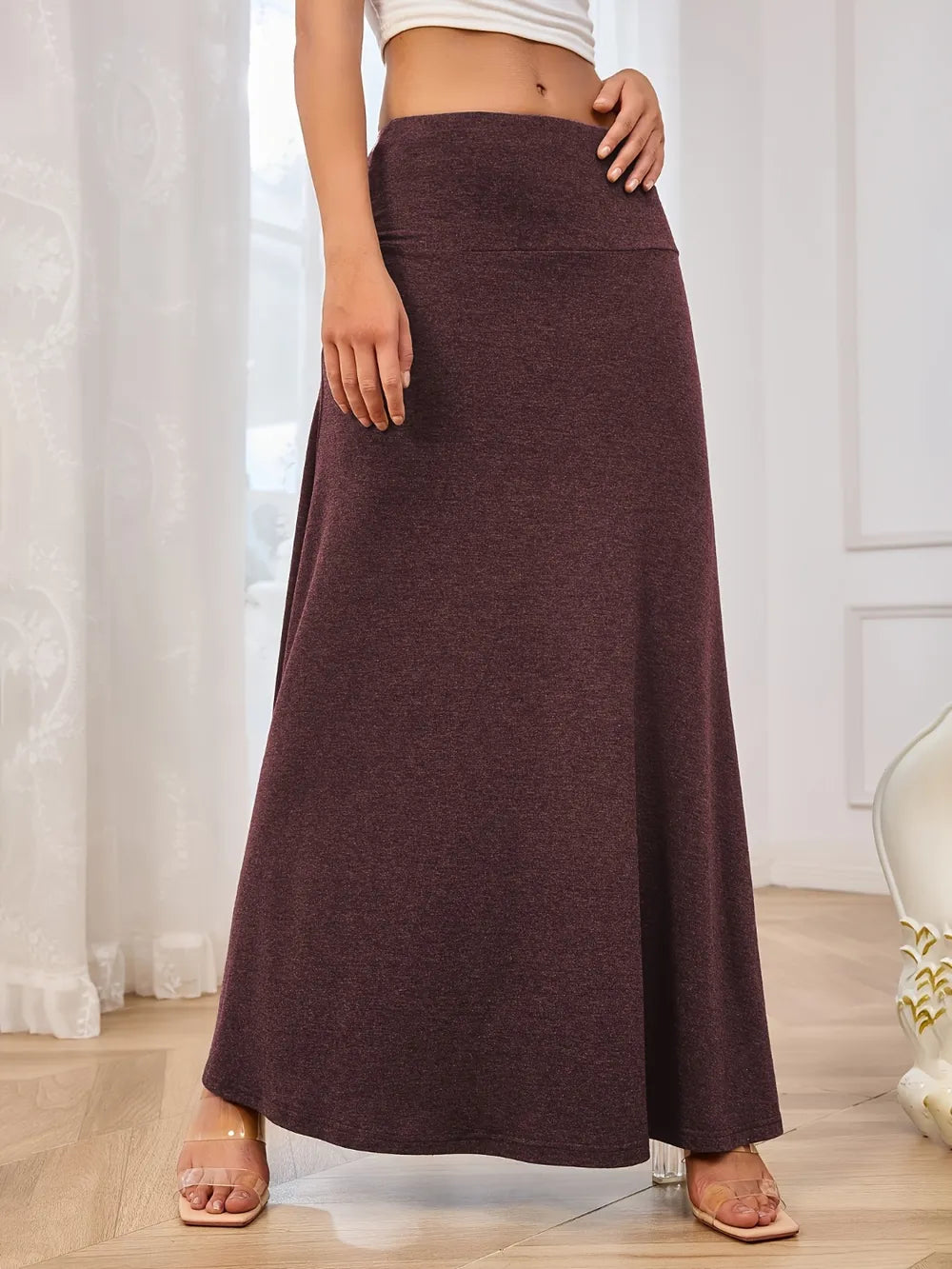 Sway Elastic-Waist Maxi Skirt, view 5