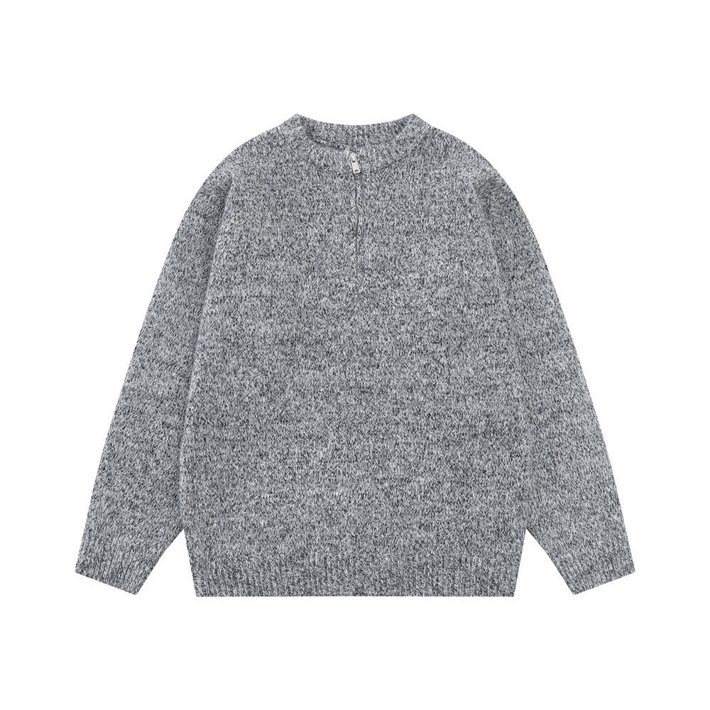 Atlas Men's Half-Zip Jacquard Sweater in Grey