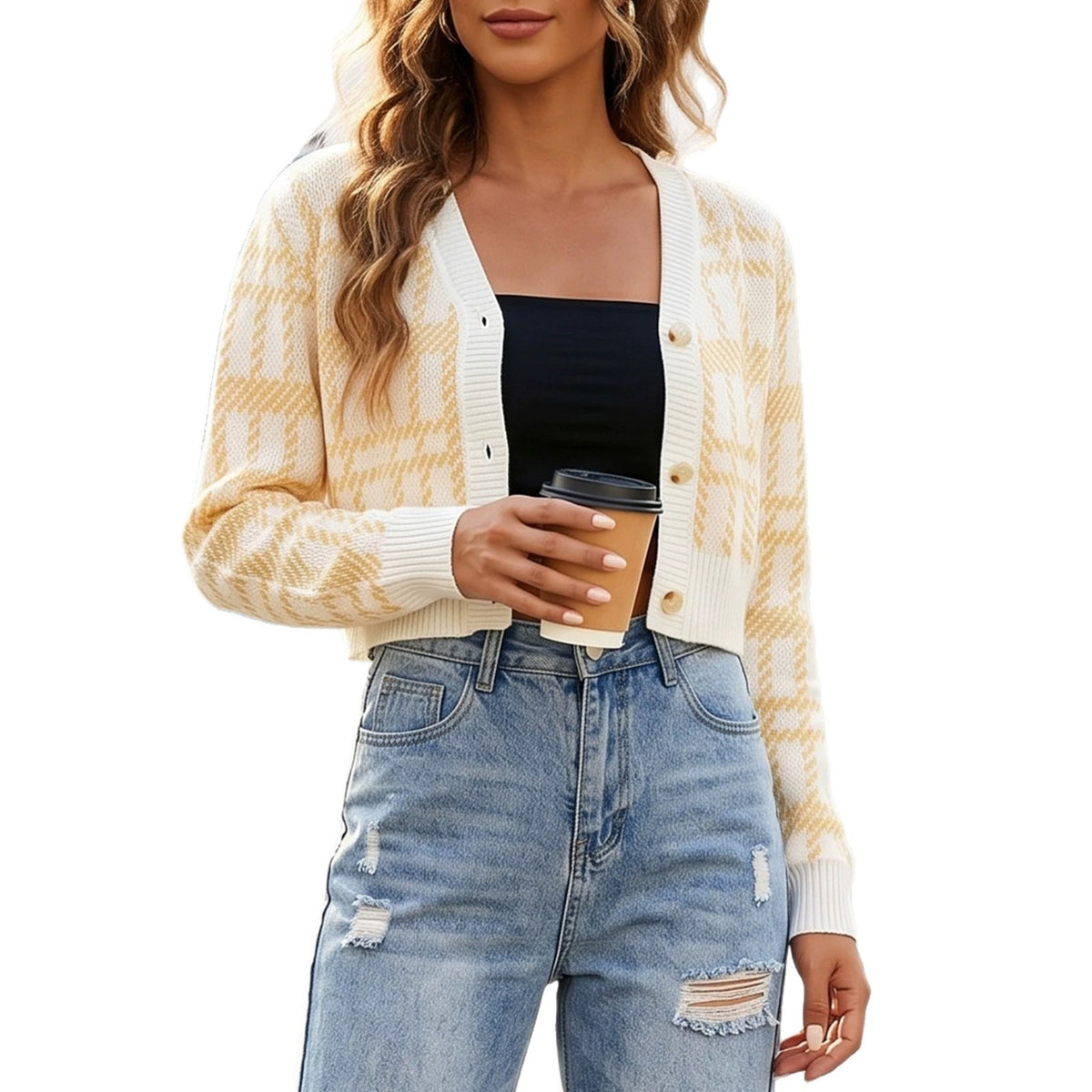 Hearth Checked Knit Cardigan