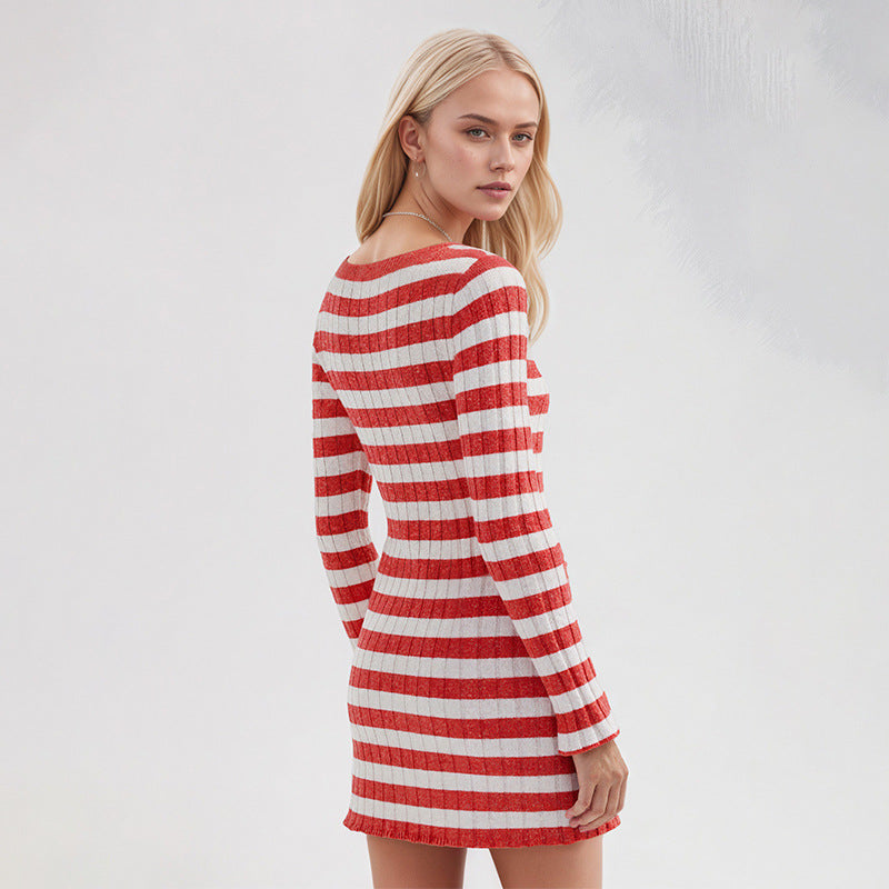 Nova Striped Knit Sweater Dress, view 5
