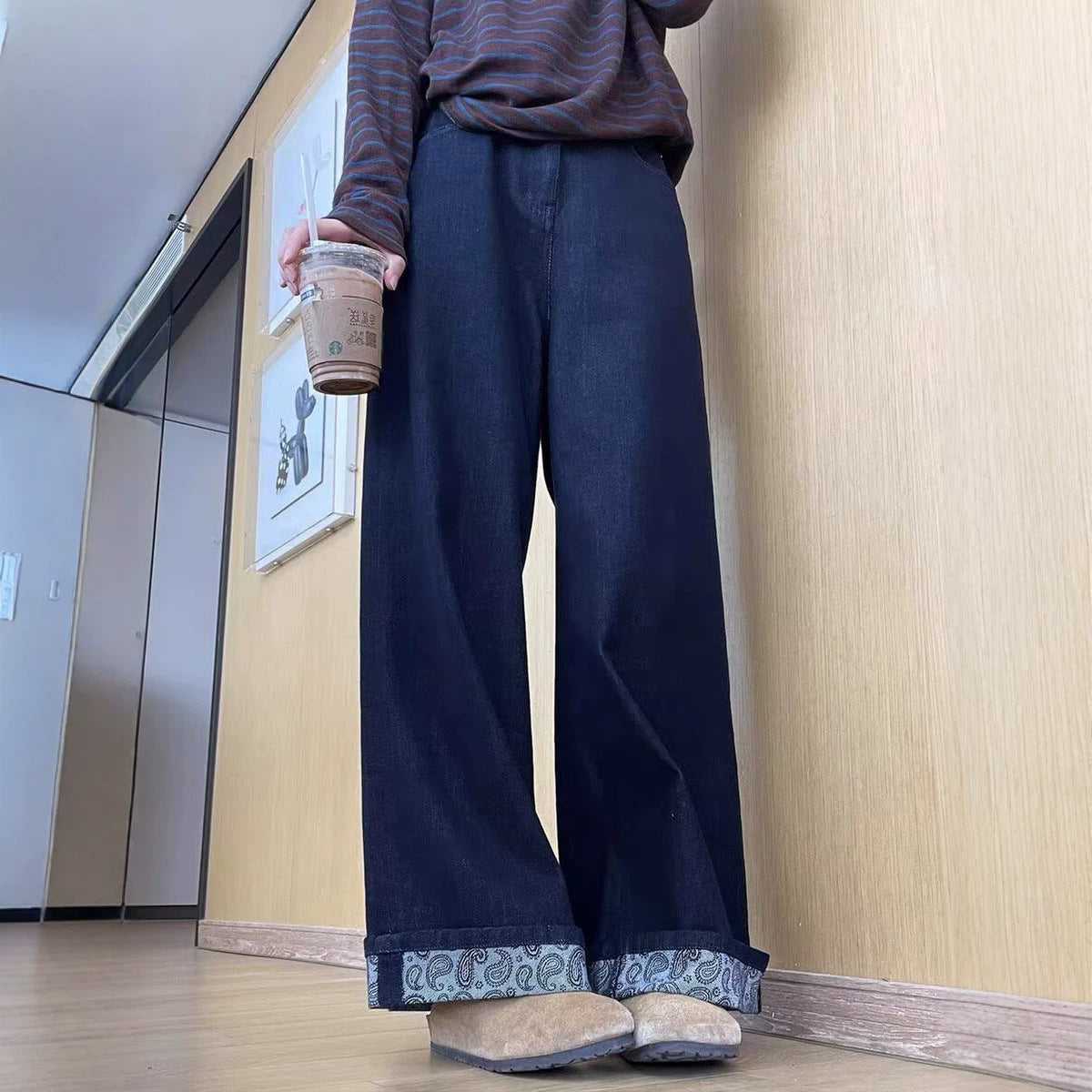 Indigo Deep-Blue Straight Jeans, view 3