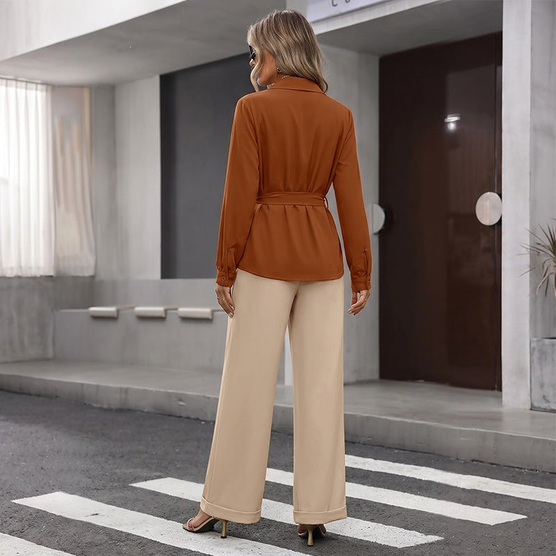 Sera Tie-Waist Shirt & Trousers Set, view 3
