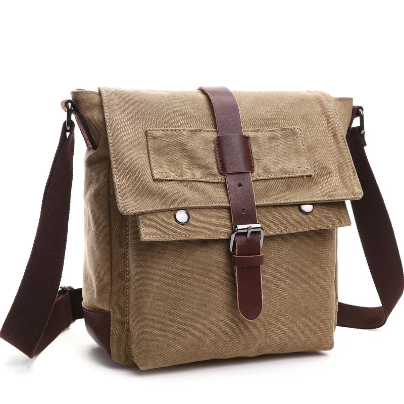 Small canvas messenger bag in khaki