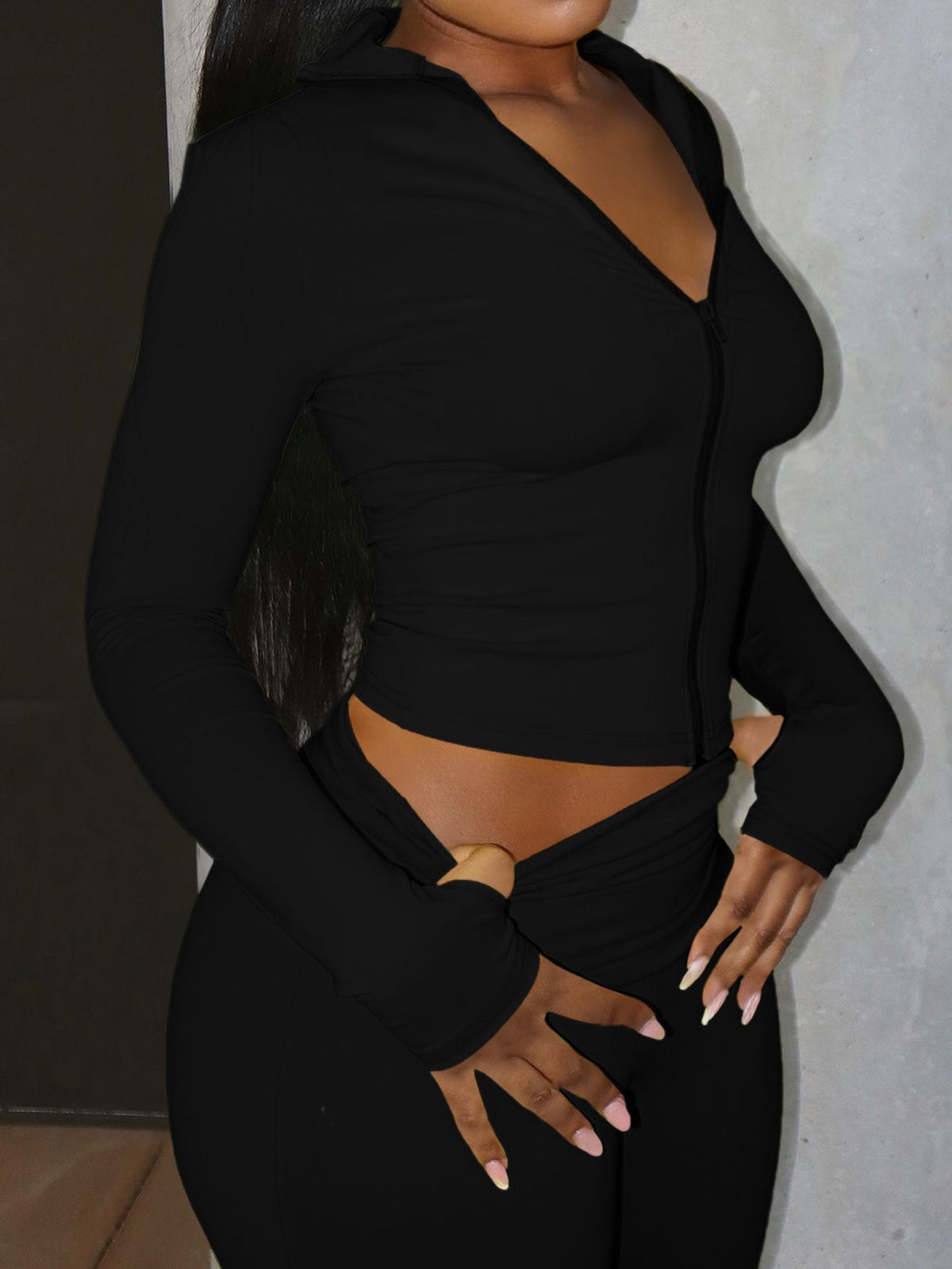 SculptForm Zip Jacket & Leggings Set in Black