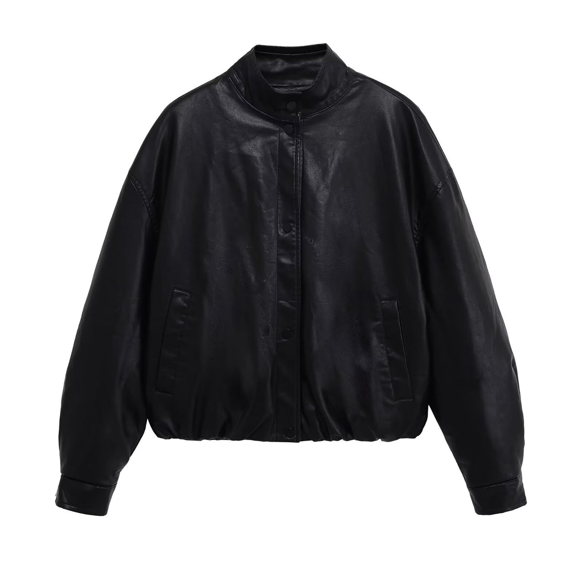 Halo Faux-Leather Pilot Jacket in Black
