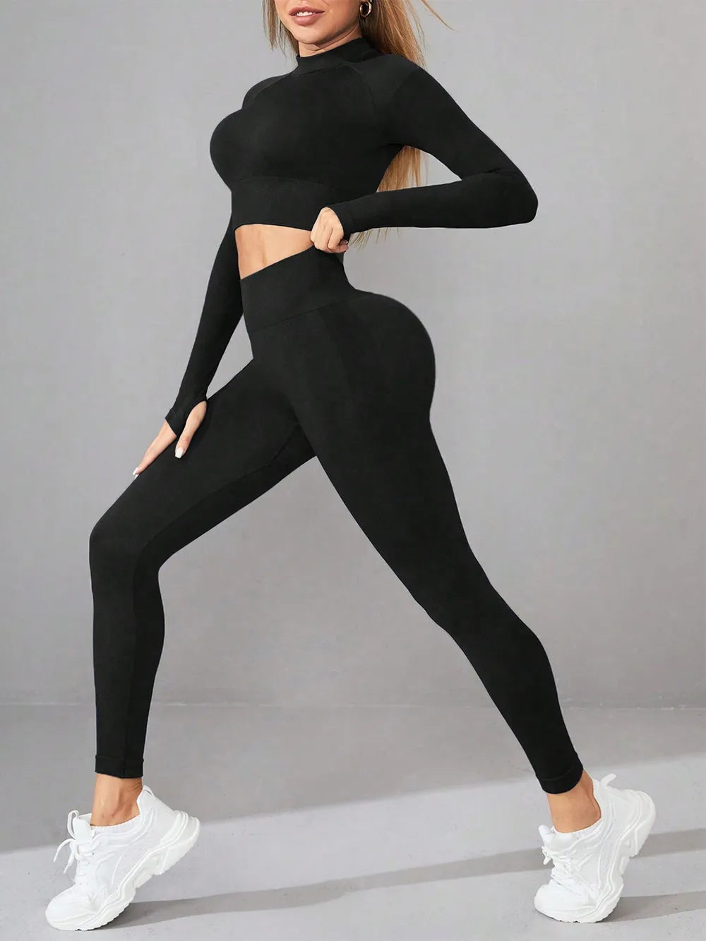 SculptForm Mock-Neck Top & Leggings Set, view 4
