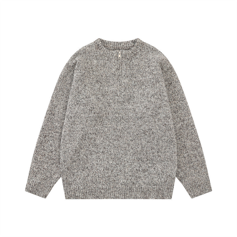 Atlas Men's Half-Zip Jacquard Sweater in Khaki