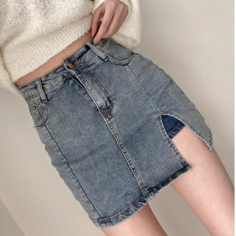 Sway High-Waist Retro Denim Skirt