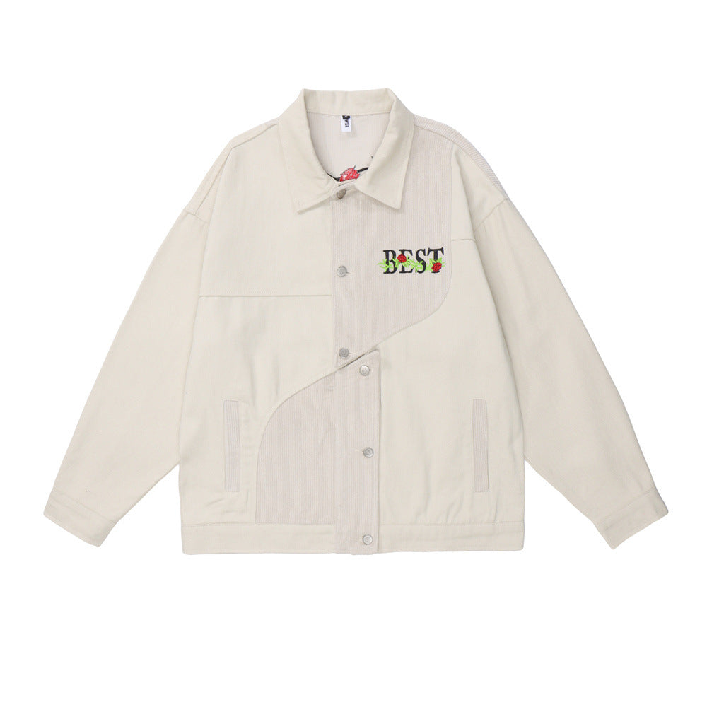 District Men's Letter-Print Embroidered Jacket