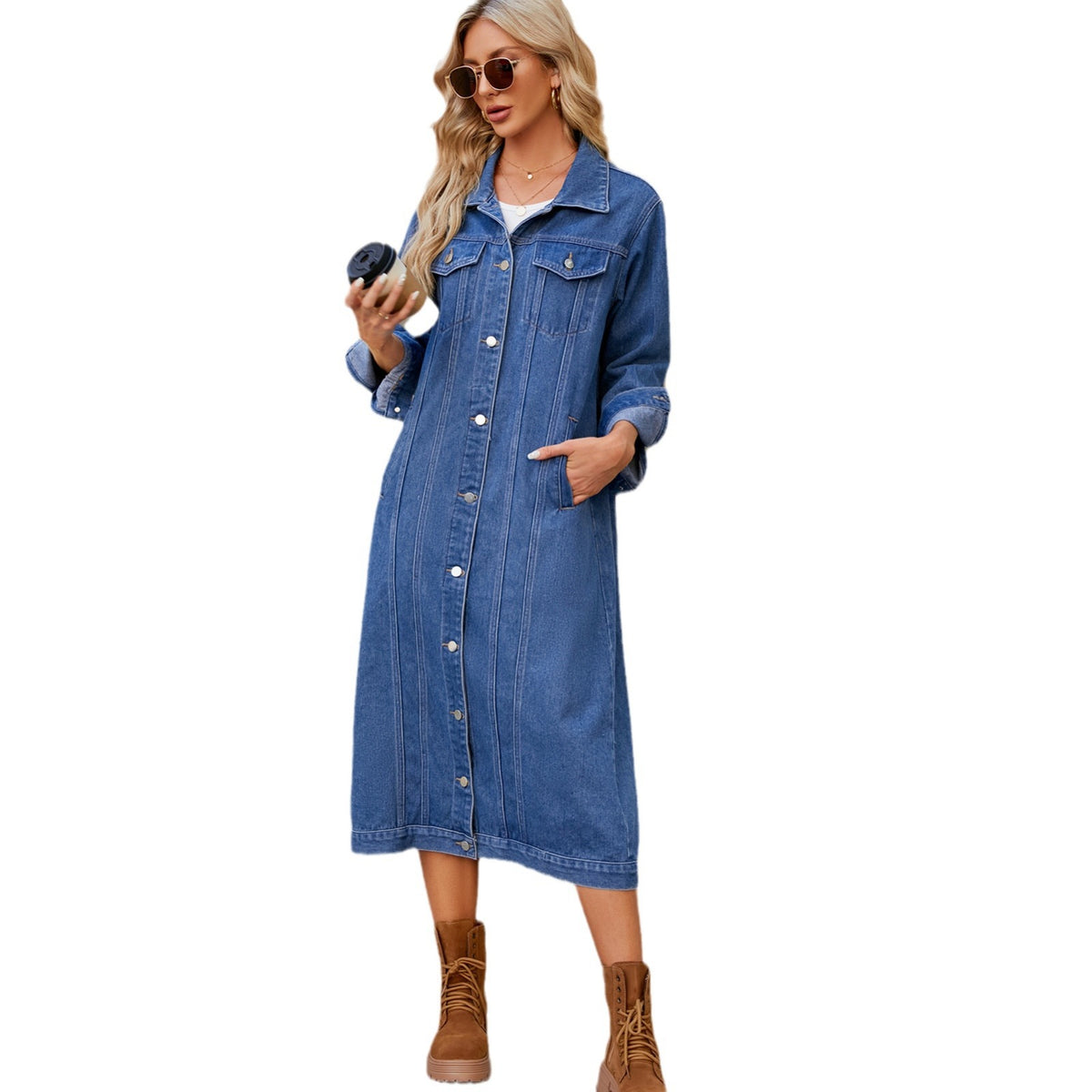 Lumen Denim Long Washed Cardigan
