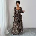 Nova Long-Sleeve Leopard Printed Maxi Dress