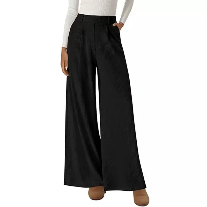 Flow Straight Solid Wide-Leg Trousers