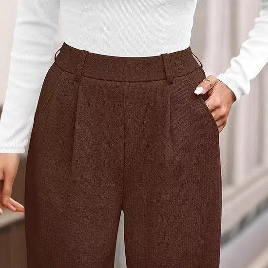 Flow Straight Solid Wide-Leg Trousers