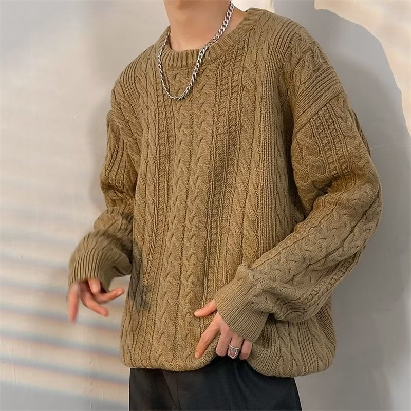 Atlas Men's Cable-Knit Retro Turtleneck Sweater