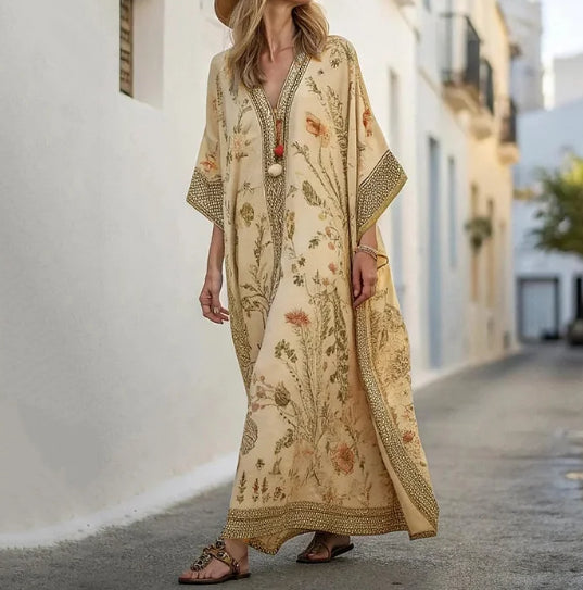 Nova Linen Long-Sleeve Maxi Dress