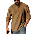 Metro Men's Corduroy Long-Sleeve Retro Henley Shirt