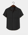 Metro Men's Cotton Short-Sleeve Solid Linen Shirt