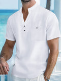 Archive Men's Linen Short-Sleeve Stand-Collar T-Shirt
