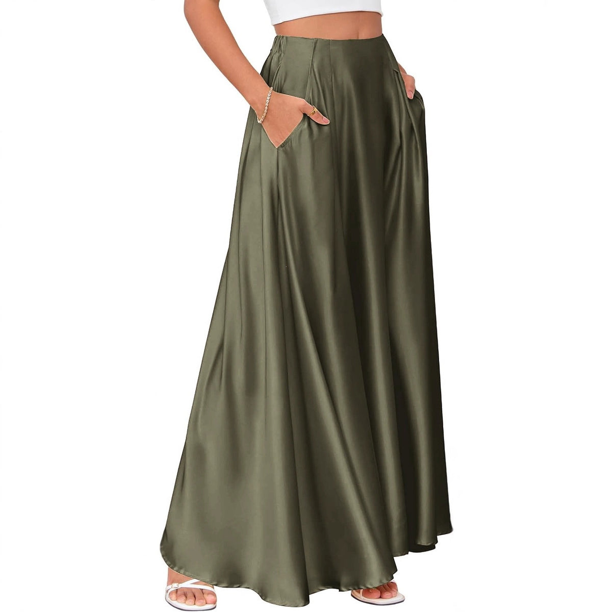 Sway Satin High-Waist Maxi Midi Skirt
