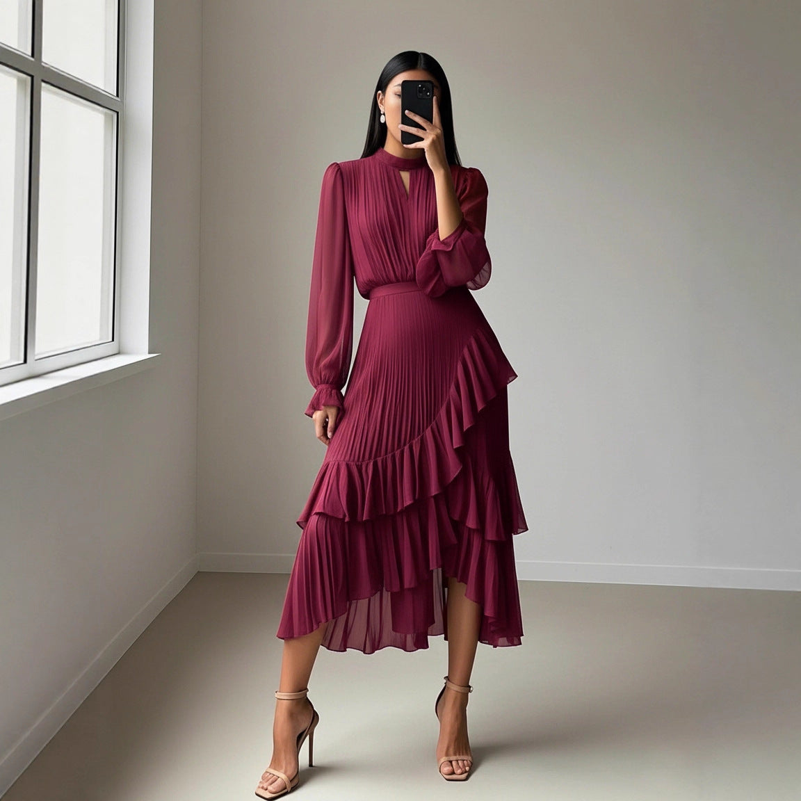 Nova Pleated Midi Dress