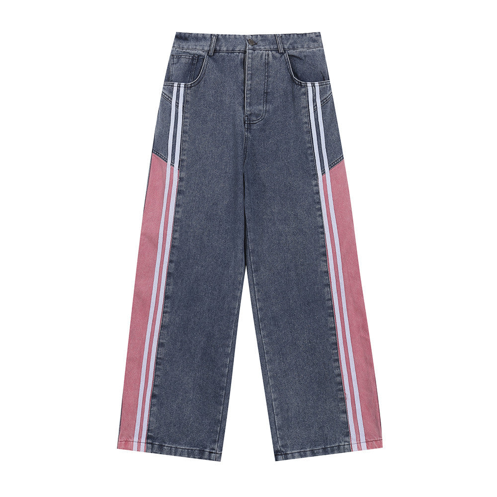 Indigo Men's Striped Straight Jeans