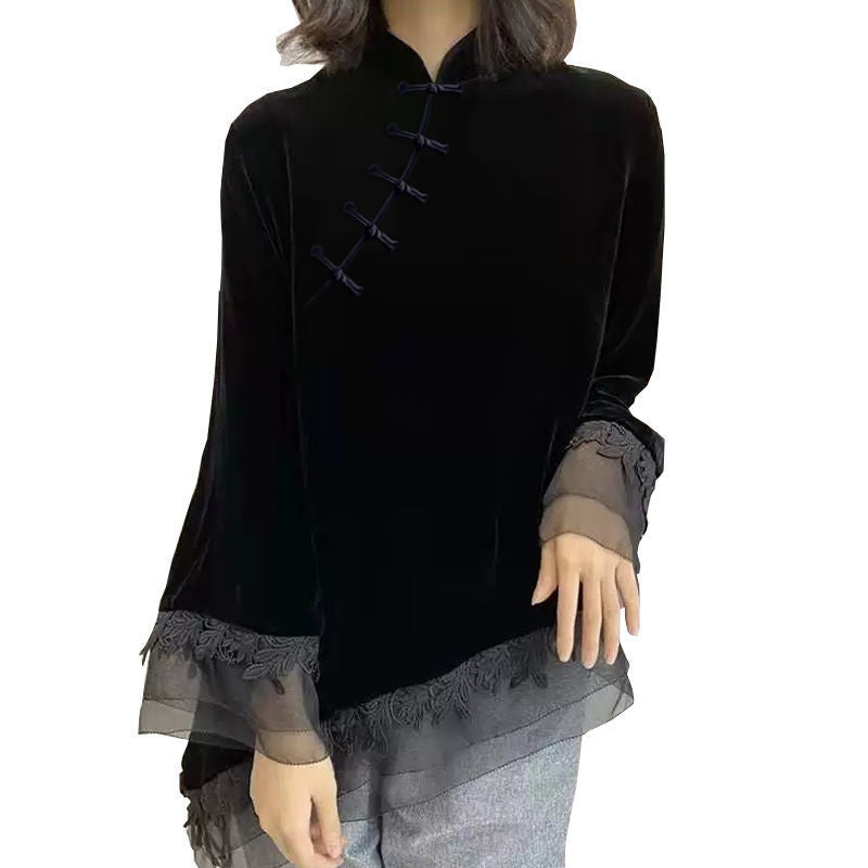 Aurelia Stand-Collar Button Shirt