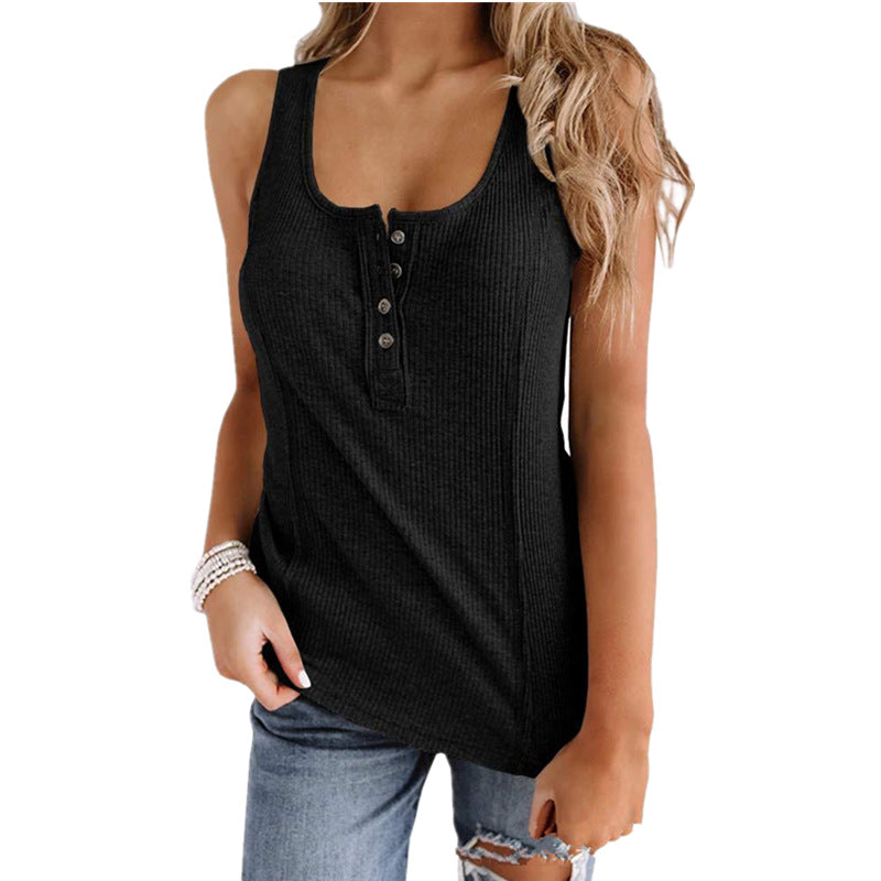Aurelia Button Solid Tank Top