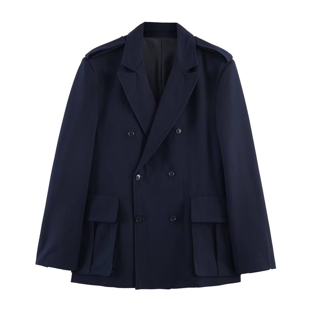 Aurelia Oversized Pocket Blazer in Navy Blue