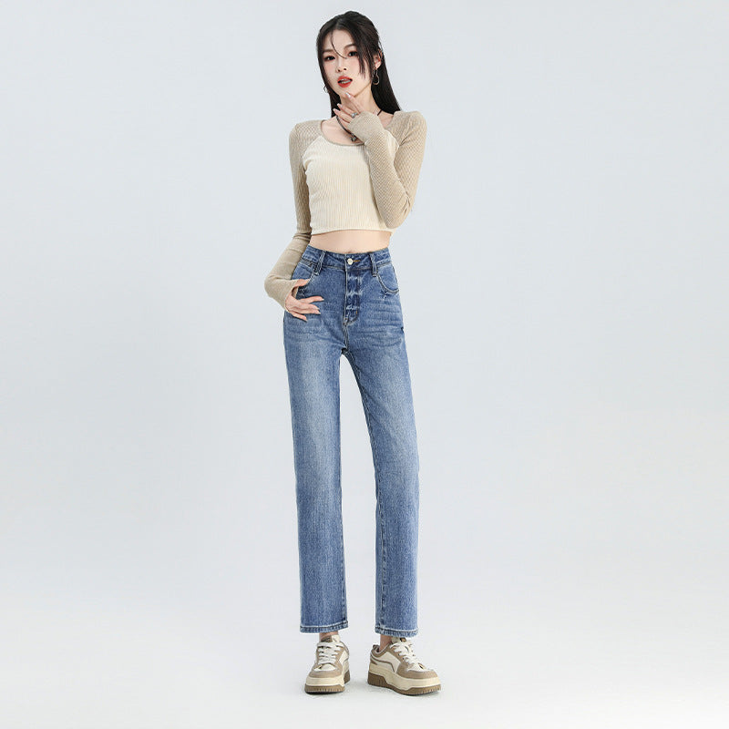 Indigo Cropped Straight Jeans