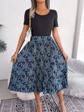 Nova High-Waist Pleated Printed Midi Dress