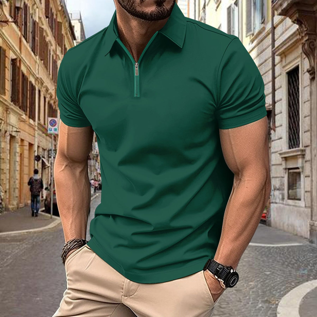 Metro Men's Zip Lapel Top