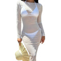 Nova Mesh Maxi Long-Sleeve Dress