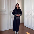 Nova Denim Long-Sleeve Retro Maxi Dress