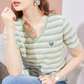 Aurelia Short-Sleeve Striped Embroidered T-Shirt