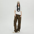 Indigo Relaxed Wide-Leg Leopard Jeans