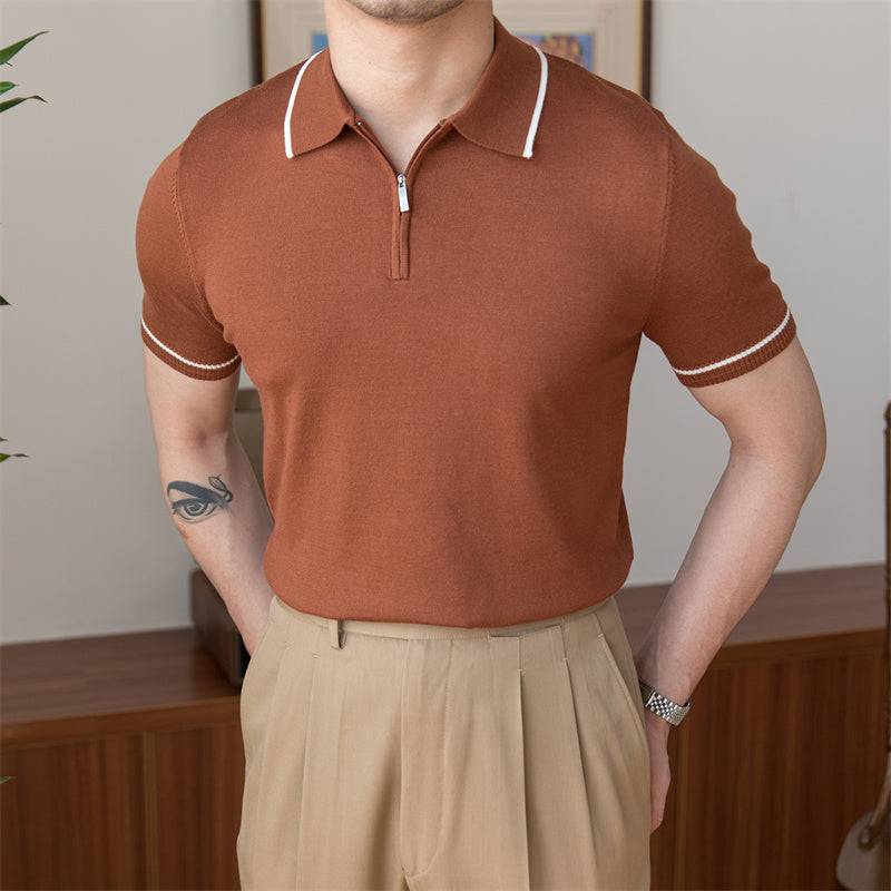 Metro Men's Knit Slim Retro Polo Shirt