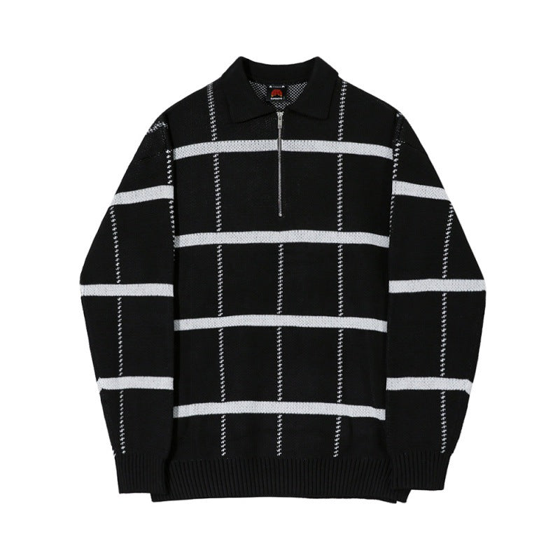Metro Men's Knit Lapel Check Polo Shirt