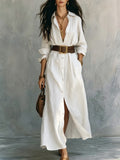 Nova Long V-Neck Shirt Dress