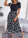 Nova High-Waist Pleated Printed Midi Dress