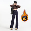 Indigo Fleece-Lined Thick Straight Jeans