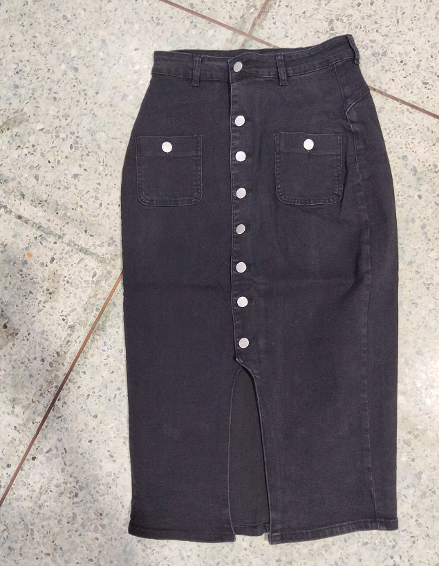 Sway Single-Breasted Denim Skirt